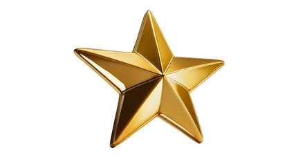 3d golden star isolated on transparent background