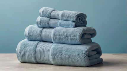 Wall Mural - Soothing Seafoam Stacked Spa Towels