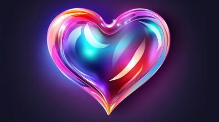 holographic heart icon symbo stylized rainbow iridescent opalescent