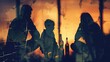 © amankris99 - Broken Family Silhouettes of a broken family or shattered family photo with alcohol bottles in the background