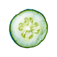 Cucumber slice with visible seeds.