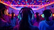 © vannet - Silent Disco Party with Neon Lights.