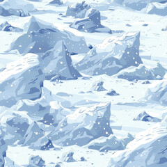 Wall Mural - Seamless A snowy landscape with many rocks and mountains
