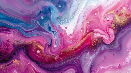 Sticker - Dreamy marbling effect of acrylic paints on a canvas. 