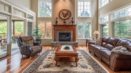 The living room is the heart of the home, and this one is perfect for entertaining guests or relaxing with family. The cozy fireplace and comfortable seating make it a great place to unwind, while the