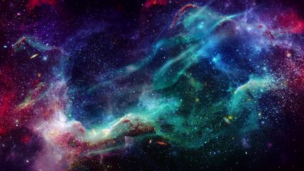 Wall Mural - Space Flight Through Space Towards Nebula