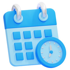 PNG 3D Time and Date icon isolated on a white background