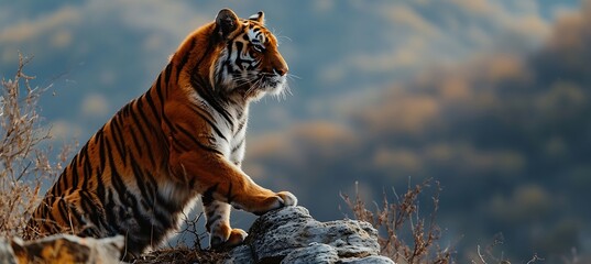 Sticker - A Wildlife Banner Showcasing a Majestic Tiger Standing Gracefully