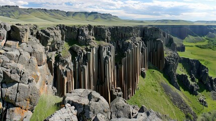 Wall Mural - a panoramic view of the basalt organ pipes stretching out for miles a testament to the vastness and 