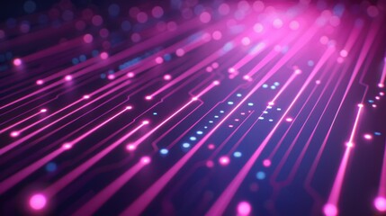 Canvas Print - bright neon lights forming a digital pattern on a dark background, representing futuristic technolog