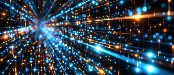 Canvas Print - abstract digital technology background with dynamic glowing particles and lines, perfect for technol
