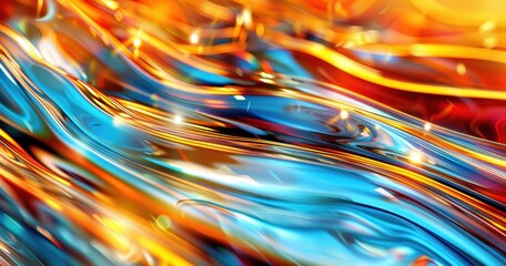 Wall Mural - abstract colorful flowing lines in blue and orange tones. perfect for backgrounds and artistic desig