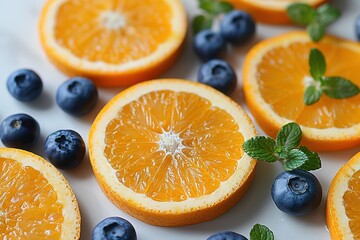 Wall Mural - A close up of a blueberry and orange