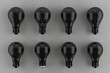 © NendeR - 3d black light bulbs, lamp icon set, lightbulbs isolated, render style minimal light bulbs, creativity idea