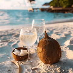 coconut drink on beach