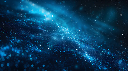 Wall Mural - abstract blue wave of digital particles background with glowing dots and lines, in the style of futu