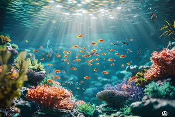 underwater world corals fish Generative AI