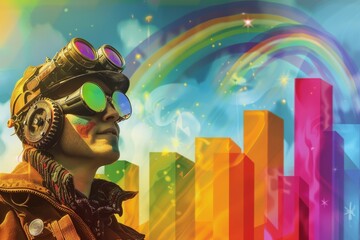 Wall Mural - Steampunk Pride Month Clip Art Bundle: Vibrant LGBTQ+ Graphics with Fantasy Twist
