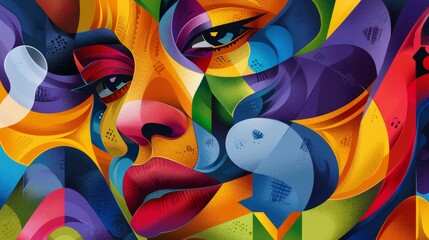 Wall Mural - Vibrant Cubism Clip Art Bundle Celebrating LGBTQ+ Pride Month | Top View Unique Designs for Creative Projects