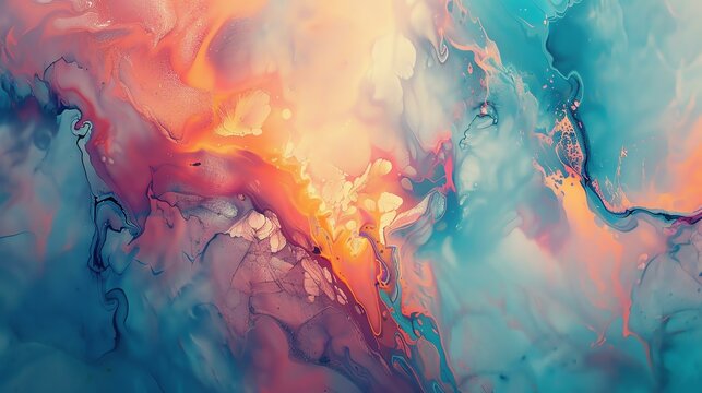 Abstract painting. Colorful marble texture. Fluid art.