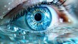 © atha_lintar - Closeup of blue eye with reflection in water