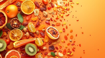 Wall Mural -  background, wallpaper, illustration, vector, isolated, texture, element, drawing, tropical, design, flat, decoration, print, retro, variety, bowl, food, snack, healthy, organic, almond, nut, fruit, v