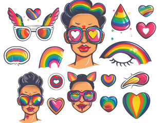 Wall Mural - Vibrant LGBTQ+ Clip Art Bundle Celebrating Pride Month | Includes Clipping Path for Easy Use