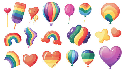 Wall Mural - Vibrant LGBTQ+ Clip Art Bundle for Celebrating Pride Month with Clipping Path