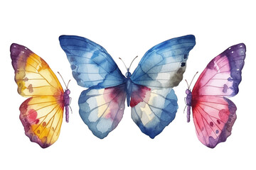 Wall Mural - set of beautiful butterflies watercolor isolated on white background. butterfly colorful pattern pin
