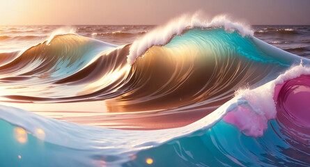 Wall Mural - Abstract Ocean Waves at Sunset