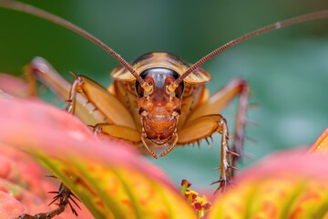 Canvas Print - A tiny insect sitting on a colorful bloom, ideal for microscopic or nature-focused uses