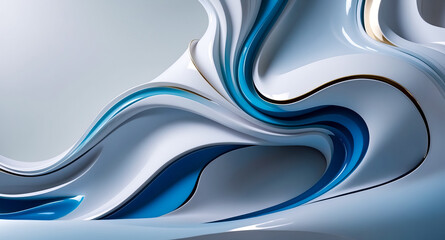 Poster - Abstract Blue and White Swirling Background