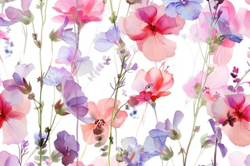 Wall Mural - A collection of colorful flowers against a pure white background