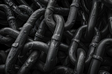 Wall Mural - A pile of metal chains stacked together, various sizes and textures