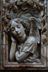 Wall Mural - A close-up image of a statue of an angel, ideal for use in religious or inspirational contexts