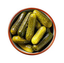 Pickles in a ceramic bowl.