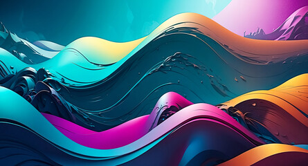 Poster - Abstract Colorful Waves