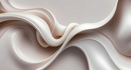 Canvas Print - Abstract Beige and White Curved Shapes