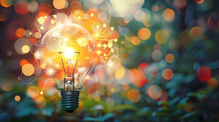 A conceptual image showcasing a light bulb as a metaphor for an innovative breakthrough and smart idea, symbolizing genius marketing strategy planning and creative thinking in business.