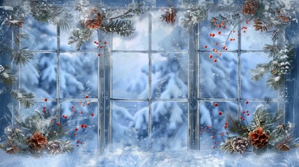 Wall Mural - christmas decorations window winter background