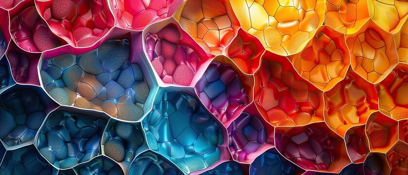 abstract geometrics, voronoi-inspired, bright colors, complex designs, digital artistry