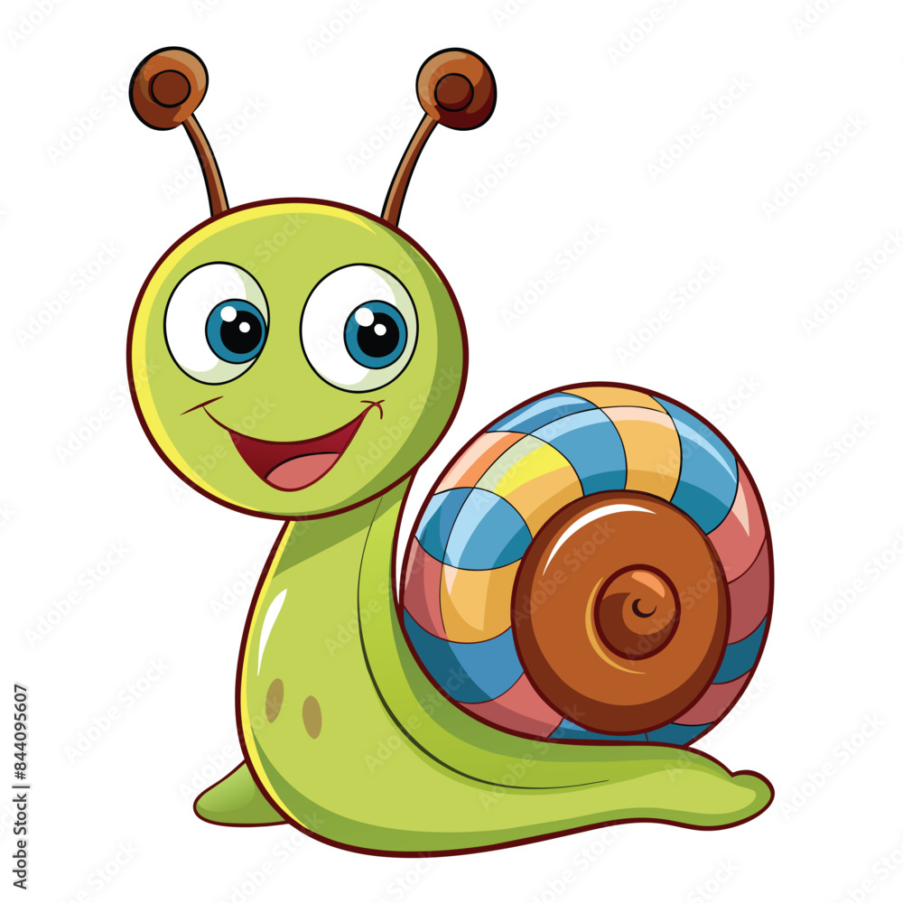 Cute cartoon snail vector illustration. Isolated on white background ...