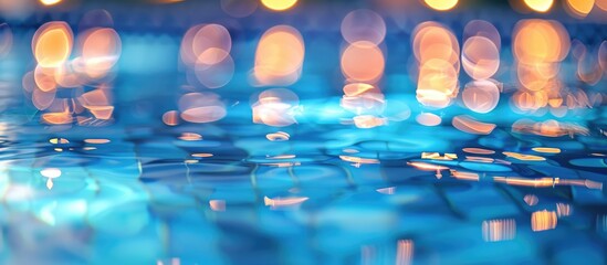 Pool background with bokeh lights.