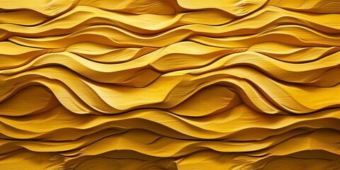 Wall Mural - Wood carved art background  - Abstract closeup of detailed organic yellow wooden waving waves wall texture banner wall, Generative AI