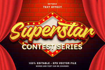 Wall Mural - Superstar Contest 3d Editable Text Effect Template Style Premium Vector