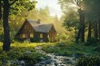 © Lucija - charming selfcontained house nestled in a lush summer forest a serene and cozy retreat 3d illustration