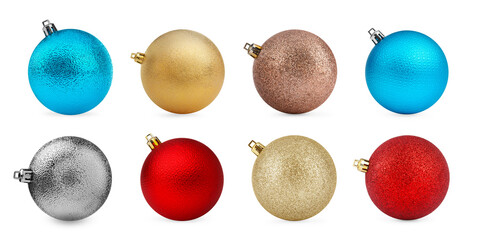 Wall Mural - Decorative Christmas balls isolated on white, set