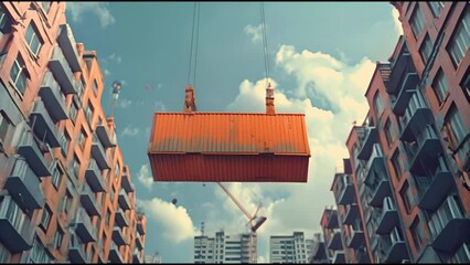 Wall Mural - a shipping container being lifted by a crane.generative 