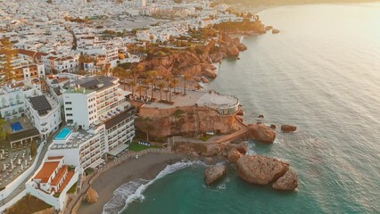 Wall Mural - Balcon de Europa in Nerja on Costa del Sol at sunrise in Andalusia, Spain