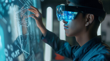 Wall Mural - data scientist using virtual reality technology